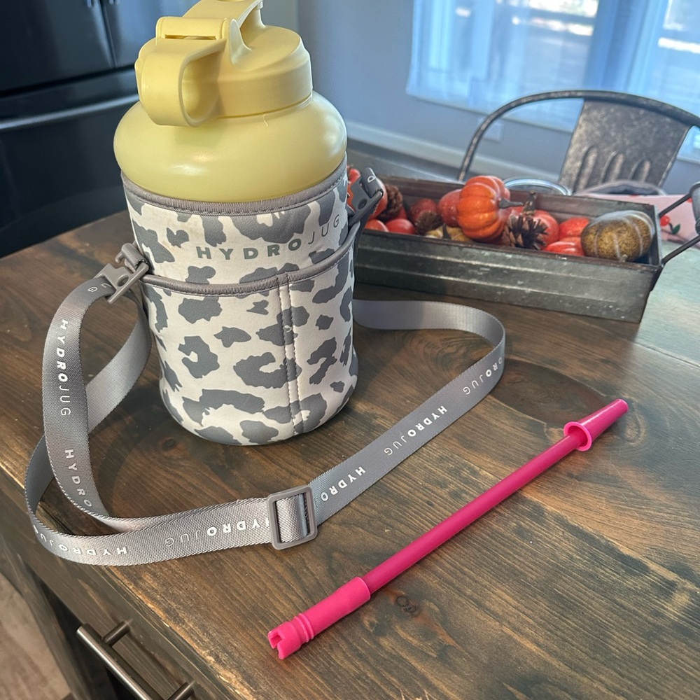 Yellow Hydrojug Pro Water Bottle with Hydrojug Sleeve and Straw
